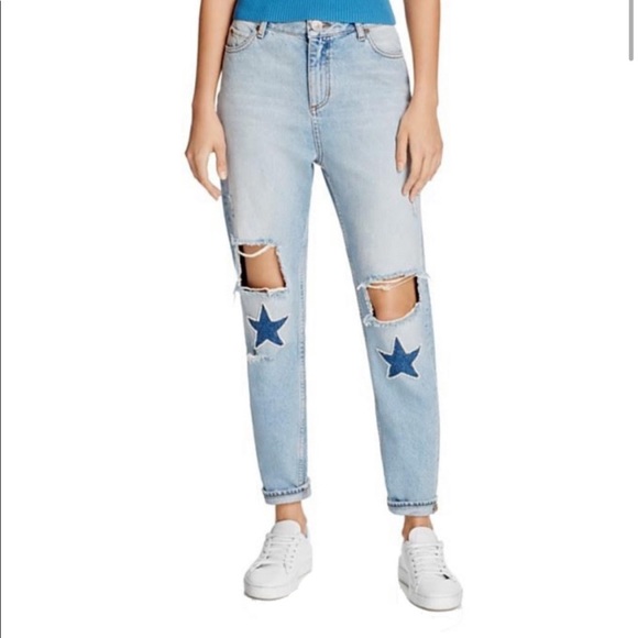 Sandro Embellished Patch Pearl Monaco Straight Leg Jeans - Picture 2 of 13